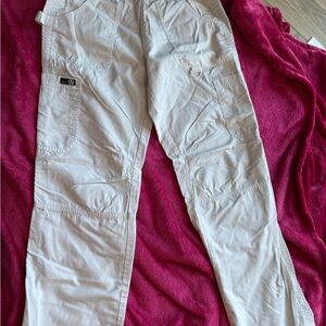 Women's White Koi Cargo Scrub Pants